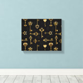 黄金の鍵でシームレスなパターン キャンバスプリント (インサイチュ (ウッドフロア))