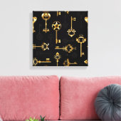 黄金の鍵でシームレスなパターン キャンバスプリント (インサイチュ (リビング))