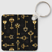 黄金の鍵でシームレスなパターン キーホルダー (裏面)