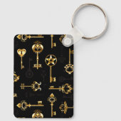 黄金の鍵でシームレスなパターン キーホルダー (裏面)