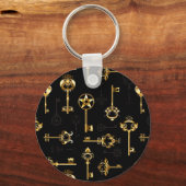 黄金の鍵でシームレスなパターン キーホルダー (正面)