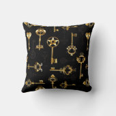 黄金の鍵でシームレスなパターン クッション (裏面)