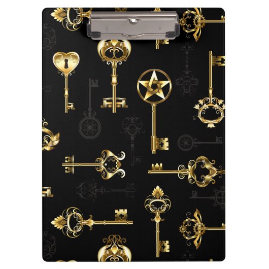 黄金の鍵でシームレスなパターン クリップボード (正面)