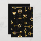 黄金の鍵でシームレスなパターン サンキューカード (正面/裏面)