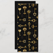 黄金の鍵でシームレスなパターン シーズンカード (正面/裏面)