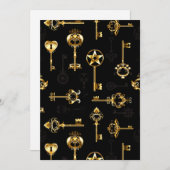 黄金の鍵でシームレスなパターン シーズンカード (正面/裏面)