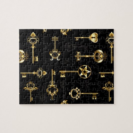 黄金の鍵でシームレスなパターン ジグソーパズル (横)