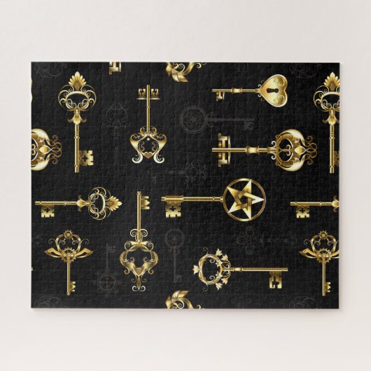 黄金の鍵でシームレスなパターン ジグソーパズル (横)