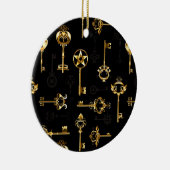 黄金の鍵でシームレスなパターン セラミックオーナメント (右)