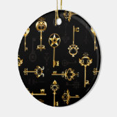黄金の鍵でシームレスなパターン セラミックオーナメント (左)