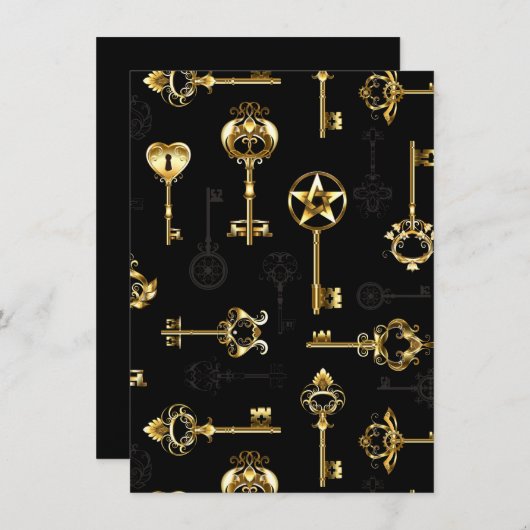 黄金の鍵でシームレスなパターン セーブザデート (正面/裏面)