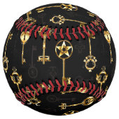 黄金の鍵でシームレスなパターン ソフトボール (裏面)