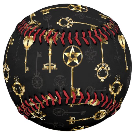 黄金の鍵でシームレスなパターン ソフトボール (正面)