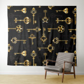 黄金の鍵でシームレスなパターン タペストリー (インサイチュ(横))