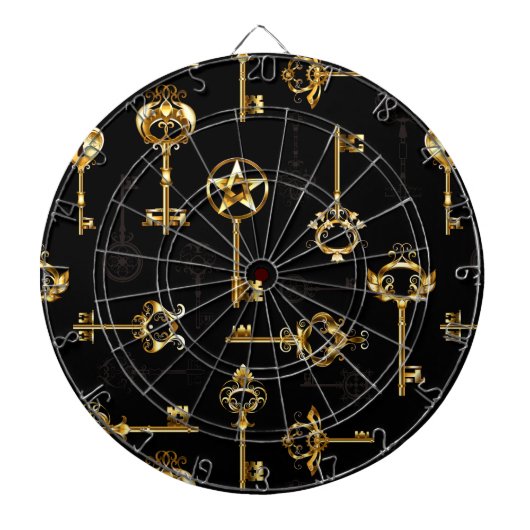 黄金の鍵でシームレスなパターン ダーツボード (正面)