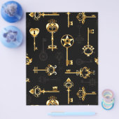 黄金の鍵でシームレスなパターン チラシ (シングル)