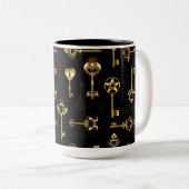 黄金の鍵でシームレスなパターン ツートーンマグカップ (正面右)