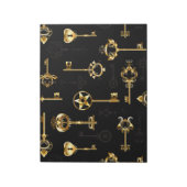黄金の鍵でシームレスなパターン ノートパッド (回転)