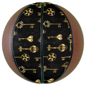 黄金の鍵でシームレスなパターン バスケットボール (縦)