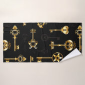 黄金の鍵でシームレスなパターン バスタオル (バスタオル)