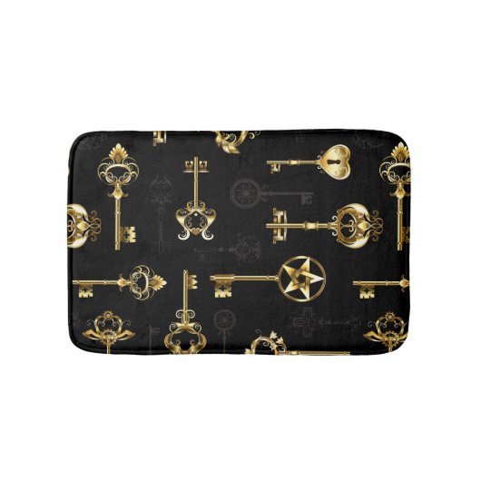 黄金の鍵でシームレスなパターン バスマット (正面)