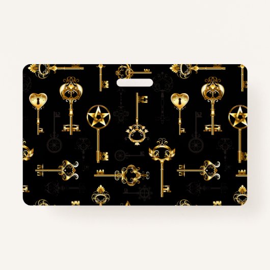 黄金の鍵でシームレスなパターン バッジ (正面)