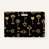 黄金の鍵でシームレスなパターン バッジ (裏面)