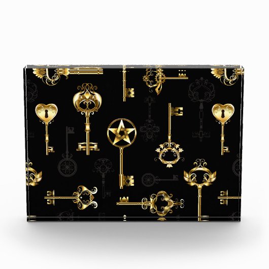 黄金の鍵でシームレスなパターン フォトブロック (正面)