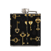 黄金の鍵でシームレスなパターン フラスク (裏面)