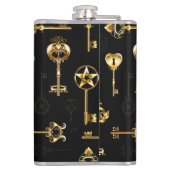 黄金の鍵でシームレスなパターン フラスク (裏面)