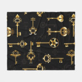 黄金の鍵でシームレスなパターン フリースブランケット (正面(横))