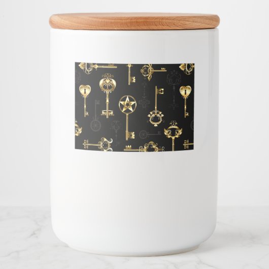 黄金の鍵でシームレスなパターン フードラベル (正面)