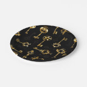 黄金の鍵でシームレスなパターン ペーパープレート (アングル)