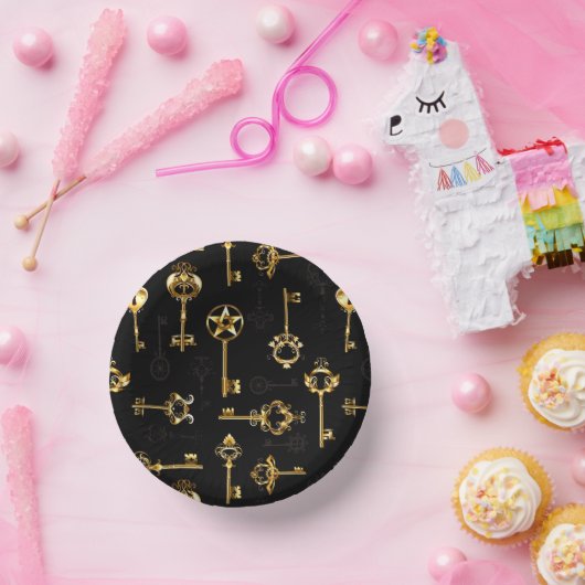 黄金の鍵でシームレスなパターン ペーパーボウル (パーティー)