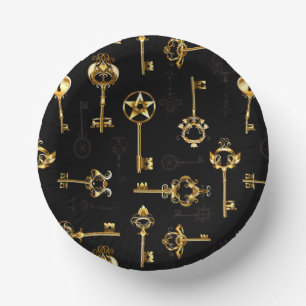 黄金の鍵でシームレスなパターン ペーパーボウル