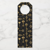 黄金の鍵でシームレスなパターン ボトルネックタグ (裏面)