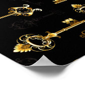 黄金の鍵でシームレスなパターン ポスター (角)