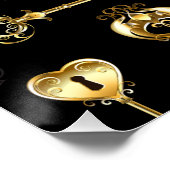 黄金の鍵でシームレスなパターン ポスター (コーナー)