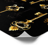 黄金の鍵でシームレスなパターン ポスター (角)