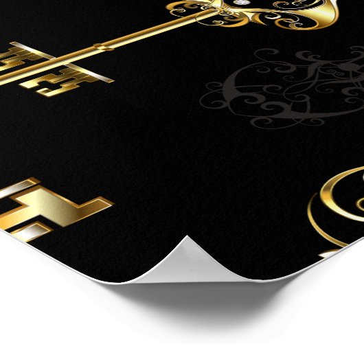 黄金の鍵でシームレスなパターン ポスター (角)