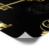 黄金の鍵でシームレスなパターン ポスター (角)