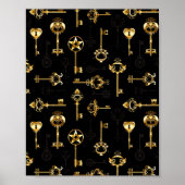 黄金の鍵でシームレスなパターン ポスター (正面)
