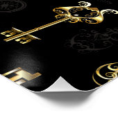 黄金の鍵でシームレスなパターン ポスター (コーナー)