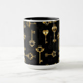 黄金の鍵でシームレスなパターン マグカップ (中央)