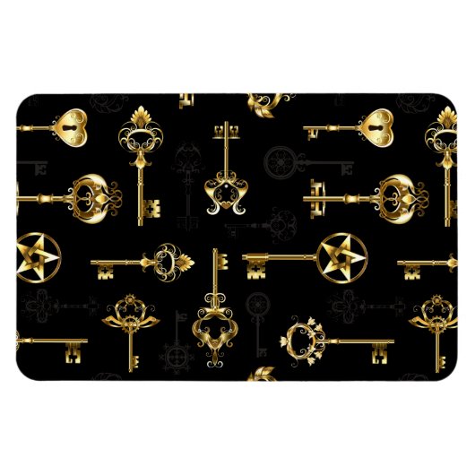 黄金の鍵でシームレスなパターン マグネット (横)