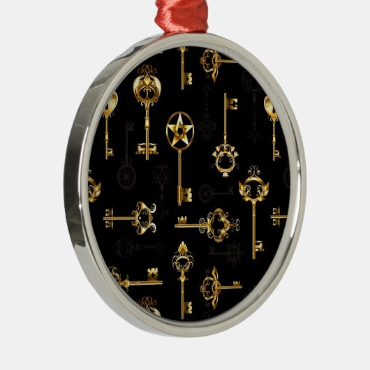 黄金の鍵でシームレスなパターン メタルオーナメント (右)