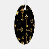 黄金の鍵でシームレスなパターン メタルオーナメント (正面右)