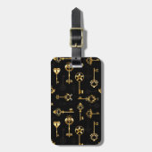 黄金の鍵でシームレスなパターン ラゲッジタグ (正面縦)