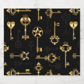 黄金の鍵でシームレスなパターン リキュールボトルラベル (シングルラベル)