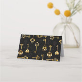 黄金の鍵でシームレスなパターン ロイヤリティカード (裏面)